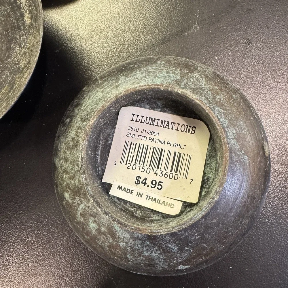 ILLUMINATIONS Set of 5 Metal‎ Pedestal Candle Holders With Patina